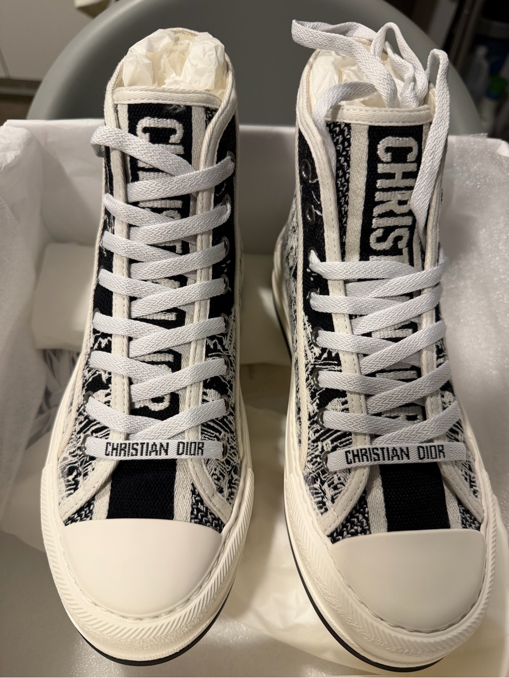 Dior Black & White High-Top Walk'n'Dior Sneakers
